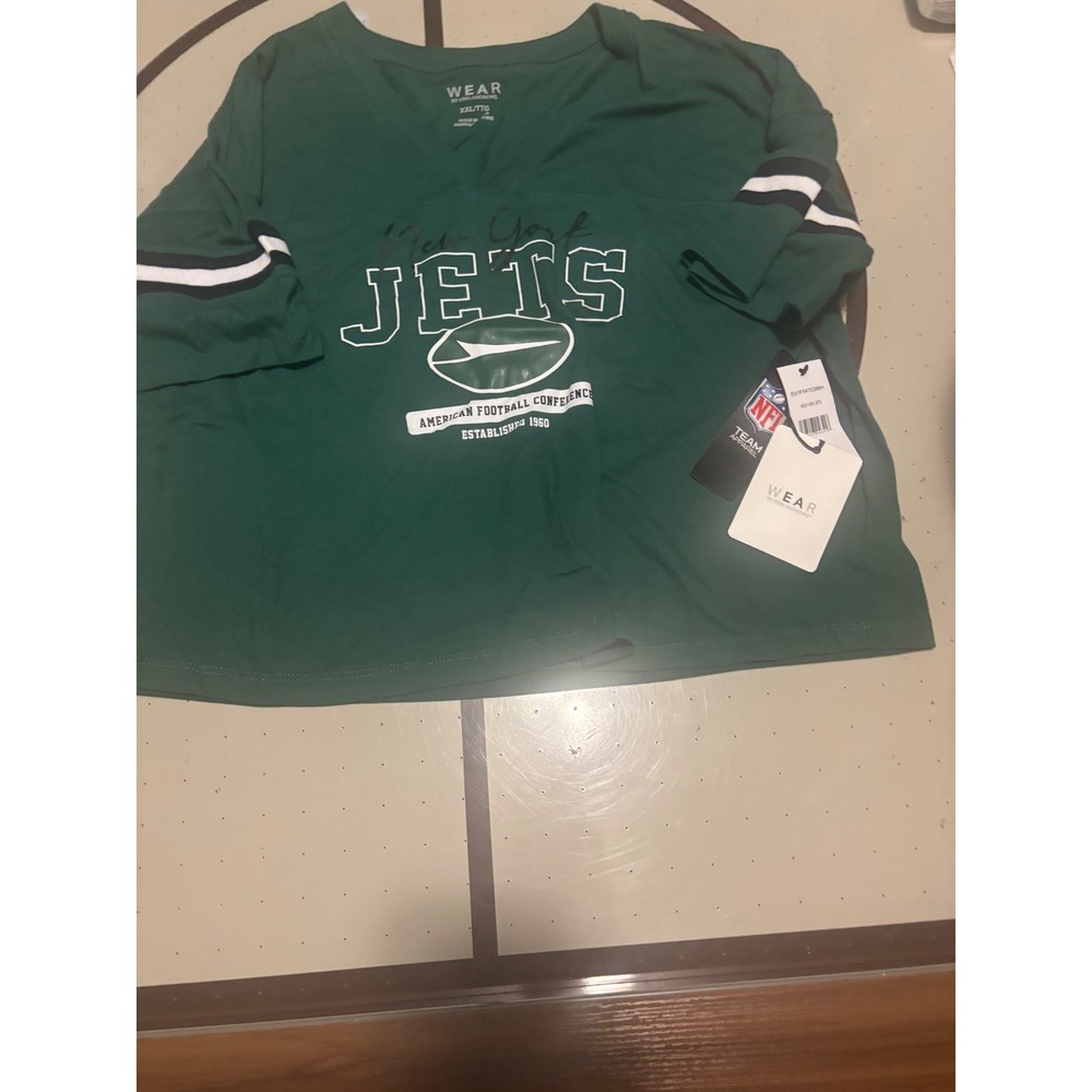 WEAR by Erin Andrews New York Jets Green Cropped V-Neck T-Shirt XXL NWT NFL